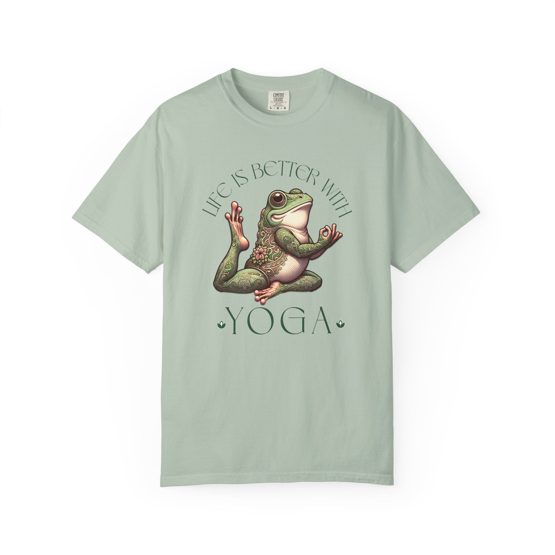 Green Yoga Frog Life Is Better With Yoga Unisex T-Shirt, Casual Wear, Highlander Fan Gift, T-Shirt Printify Bay S