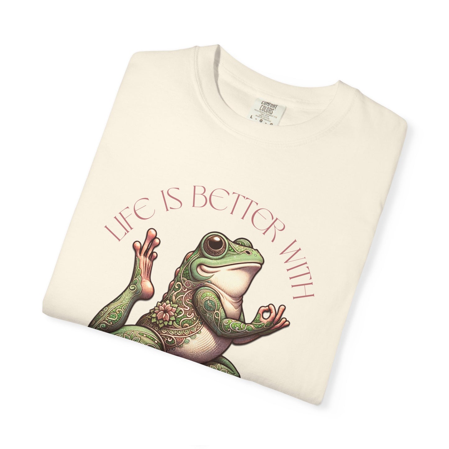 Pink Yoga Frog Life Is Better With Yoga Unisex T-Shirt, Casual Wear, Highlander Fan Gift, T-Shirt Printify