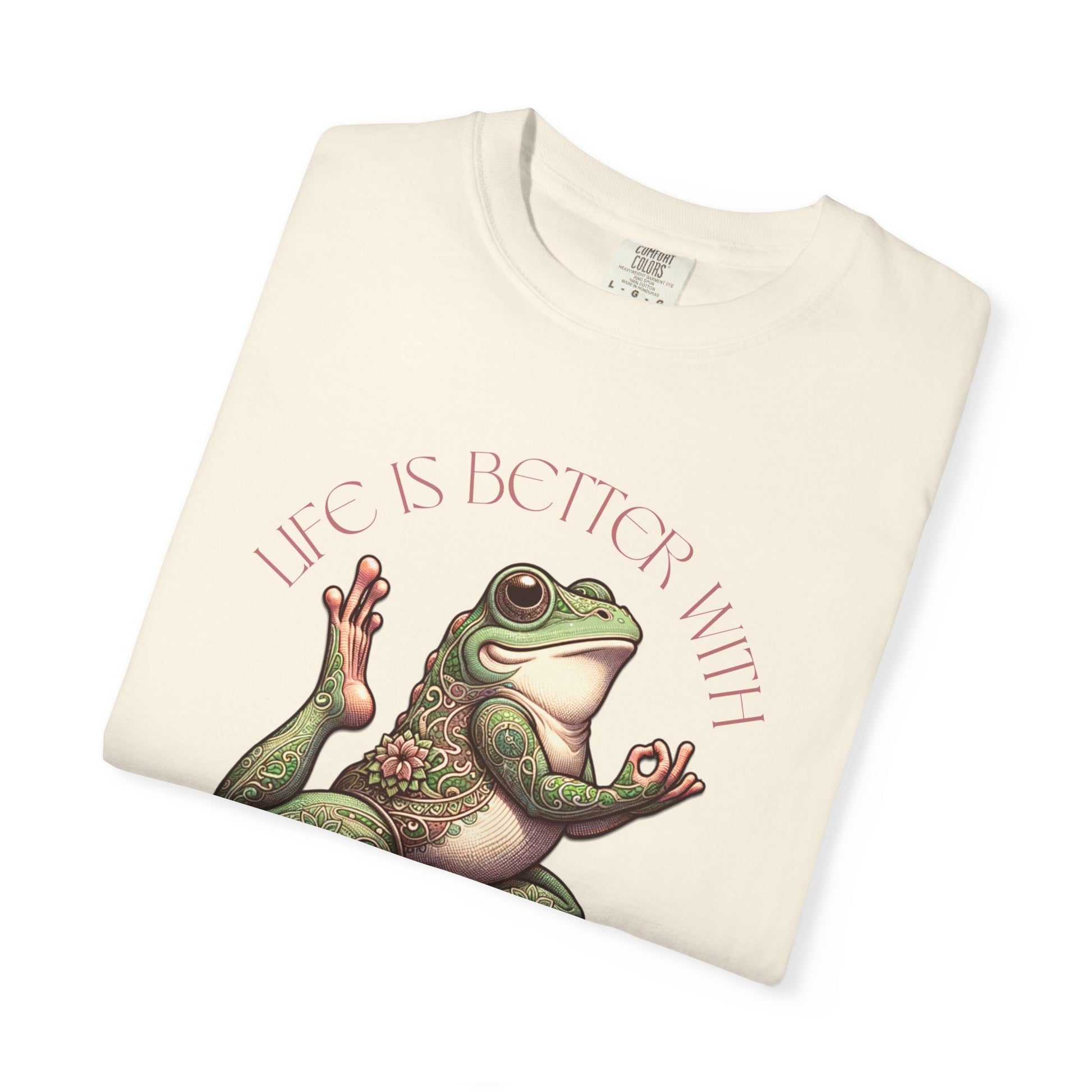 Pink Yoga Frog Life Is Better With Yoga Unisex T-Shirt, Casual Wear, Highlander Fan Gift, T-Shirt Printify