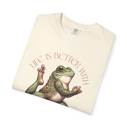Pink Yoga Frog Life Is Better With Yoga Unisex T-Shirt, Casual Wear, Highlander Fan Gift, T-Shirt Printify