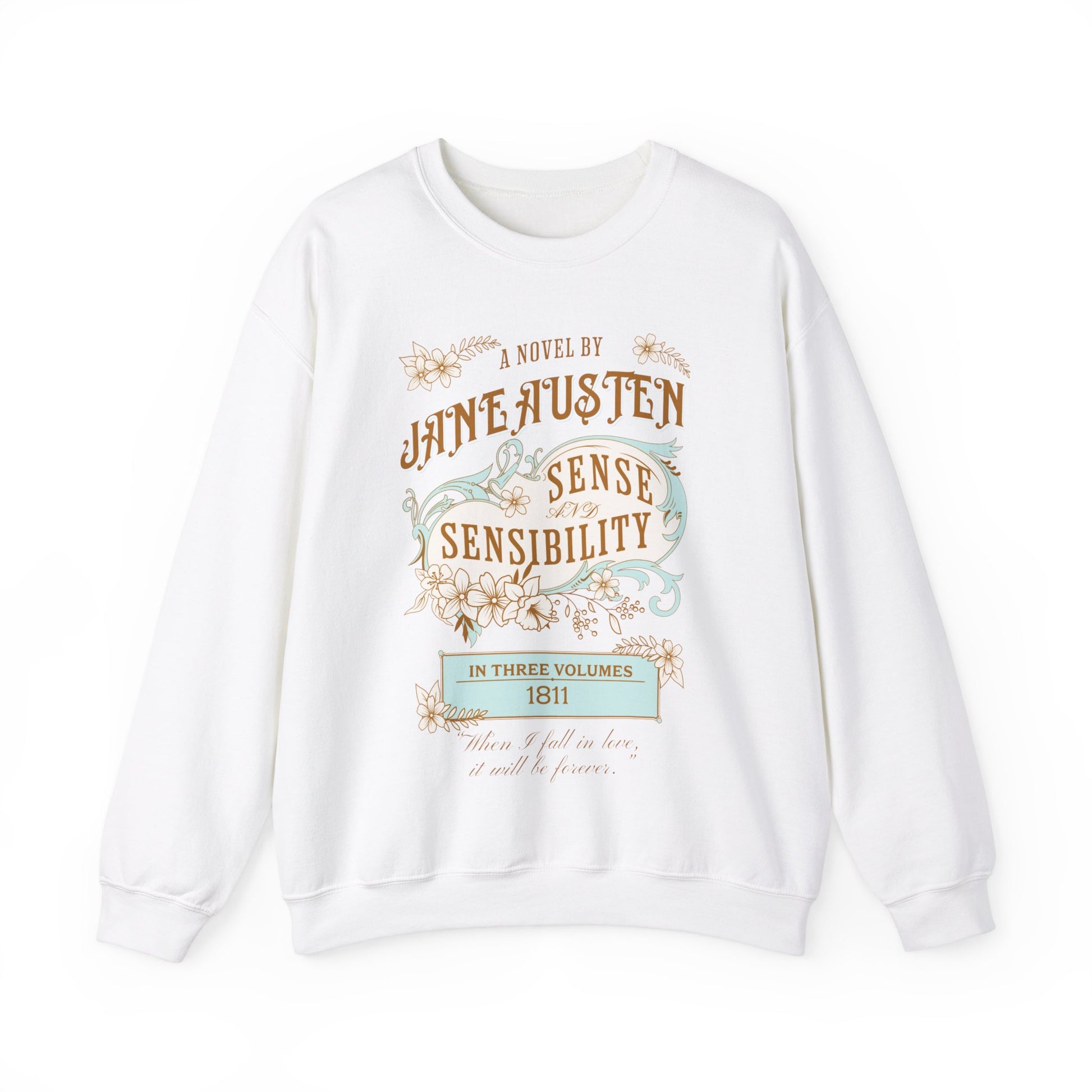 Jane Austen Sweatshirt, Sense & Sensibility Historical Romance Sweater, Bookish Literary Jane Austen Fan Art Gift, Gift for Her, Readers, Sweatshirt Printify S White 