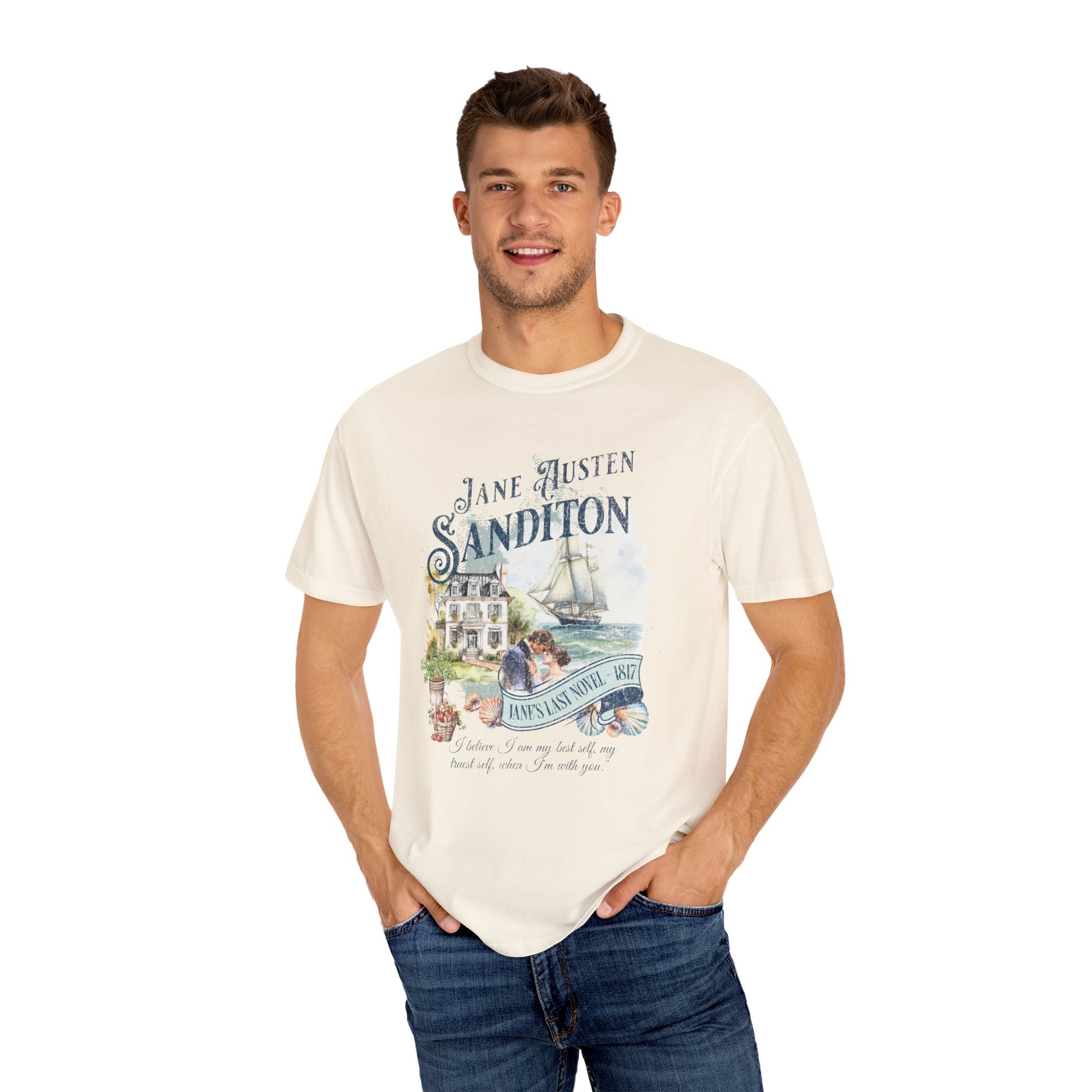 Sanditon Jane Austen Fan T-Shirt Historical Romance Reader Gift T-Shirt Printify   