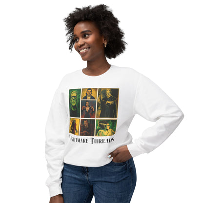 Spooky Vintage Crewneck Sweatshirt - Nightmare Threads, Halloween Apparel, Horror Movie Sweatshirt, Unisex Fashion, Cozy Fall Style Sweatshirt Printify White S