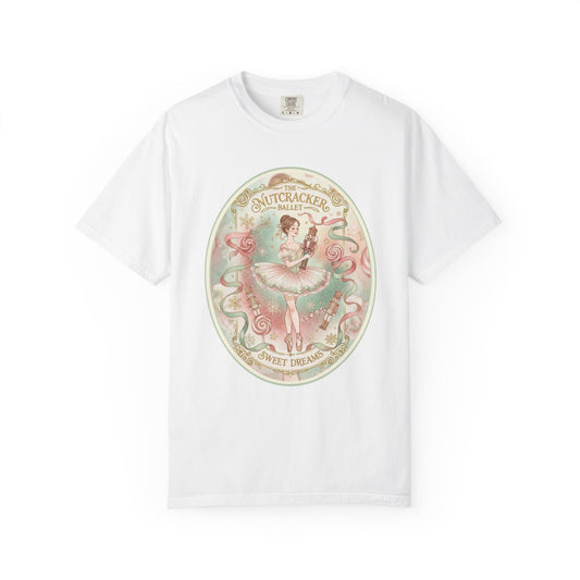Nutcracker Ballet T-Shirt, Sugar Plum Fairy Christmas Tee, Holiday Dance Shirt, Coquette Pastel Christmas Gift T-Shirt Printify White S