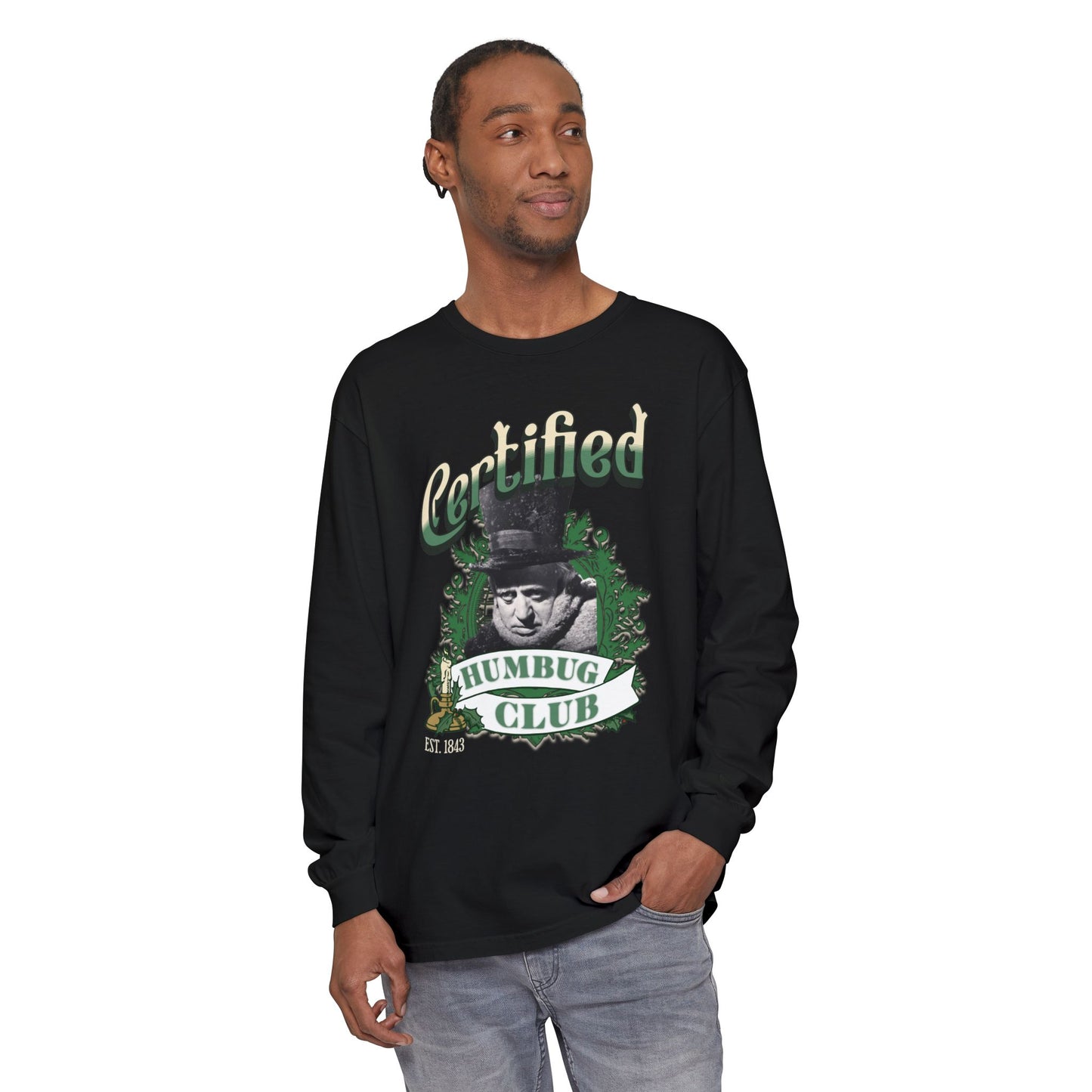A Christmas Carol  Long Sleeve T-Shirt | Vintage Humor Tee Certified Humbug Club Unisex Gift  Gag Holiday Apparel  Casual Outfit