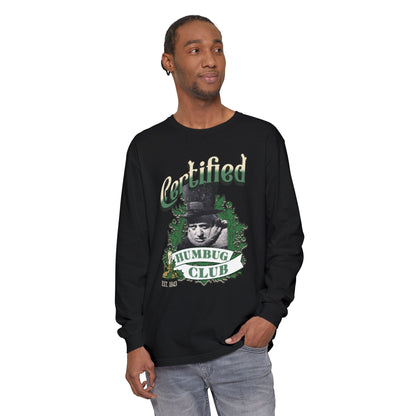 A Christmas Carol  Long Sleeve T-Shirt | Vintage Humor Tee Certified Humbug Club Unisex Gift  Gag Holiday Apparel  Casual Outfit