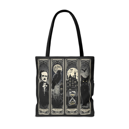 Edgar Allan Poe Tote Bag Gothic Literary Gift for Book Lover Dark Academia Macabre Accessory Halloween Tote Fall School Bag for Poetember Bags Printify