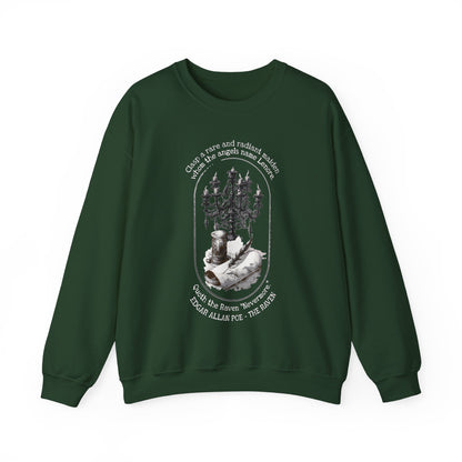 Edgar Allan Poe, Nevermore The Raven Sweatshirt, Book Lover, Halloween, Haunting Gothic Gift, Light, Dark Academia, Horror Movie Sweater Sweatshirt Printify S Forest Green 