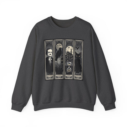 Edgar Allan Poe Sweatshirt The Raven Nevermore Gothic Horror Sweater Dark Academia Macabre Halloween Gift for Book Lovers Birthday Christmas Sweatshirt Printify Dark Heather S