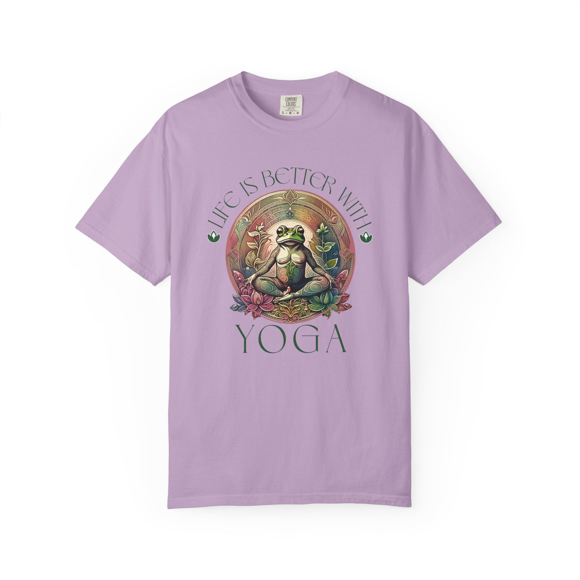 Green Yoga Frog Life Is Better With Yoga Unisex T-Shirt, Casual Wear, Highlander Fan Gift, T-Shirt Printify Orchid S