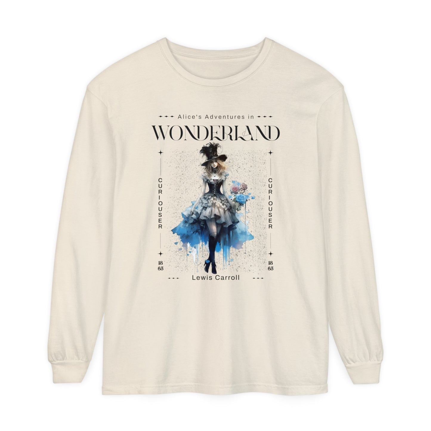 Alice In Wonderland Long Sleeve Shirt, Lewis Carroll Whimsigoth Streetwear Academia TShirt, Mad Hatter's Tea Party Tee Bookish Booktok Gift Long-sleeve Printify Ivory S 