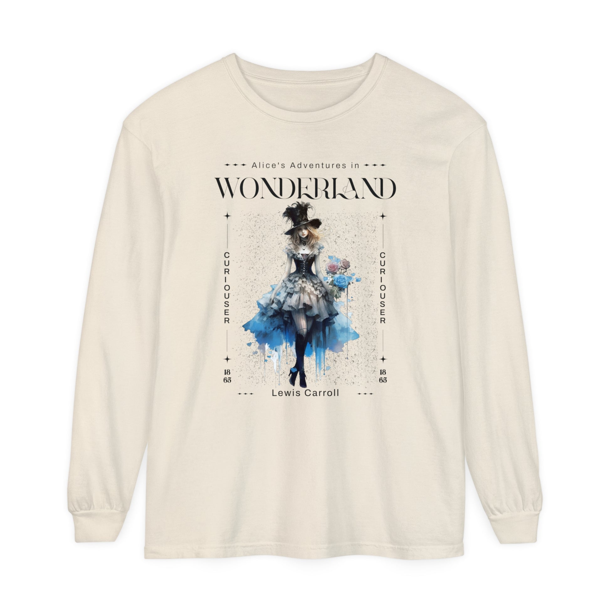 Alice In Wonderland Long Sleeve Shirt, Lewis Carroll Whimsigoth Streetwear Academia TShirt, Mad Hatter's Tea Party Tee Bookish Booktok Gift Long-sleeve Printify Ivory S 