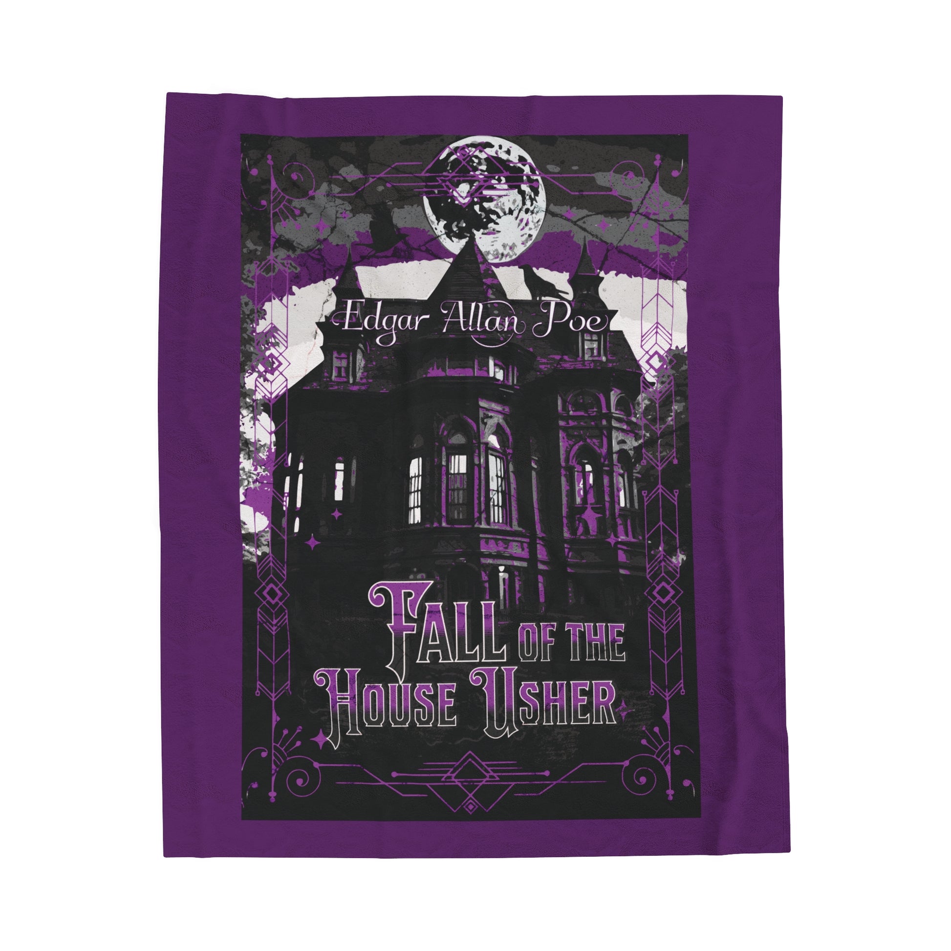 Edgar Allan Poe, The Fall Of The House Of Usher Throw Blanket, Book Lover Reading Blanket, Gothic Dark Academia, Horror Movie Watching Plush All Over Prints Printify 50" × 60"  