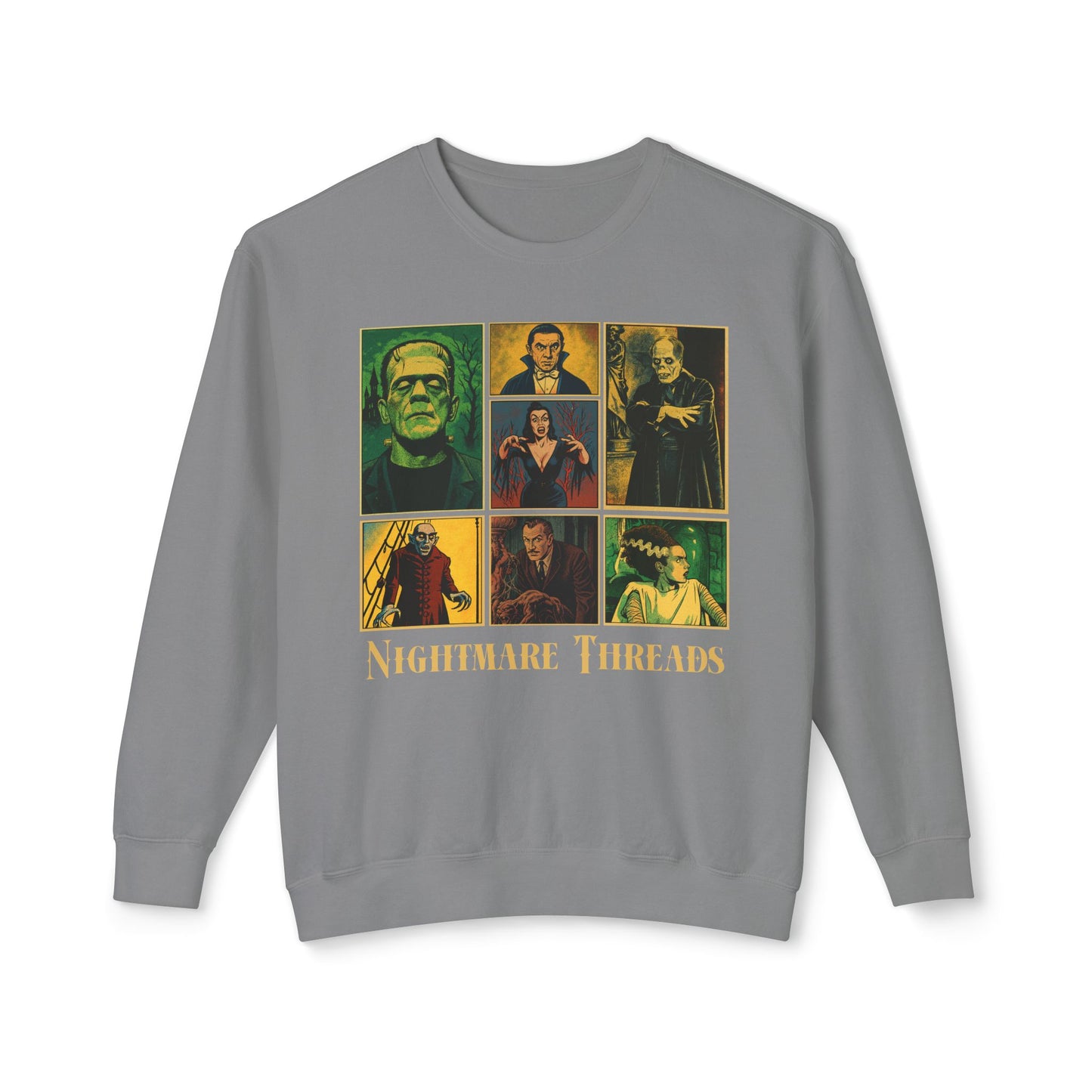 Spooky Vintage Crewneck Sweatshirt - Nightmare Threads, Halloween Apparel, Horror Movie Sweatshirt, Unisex Fashion, Cozy Fall Style Sweatshirt Printify