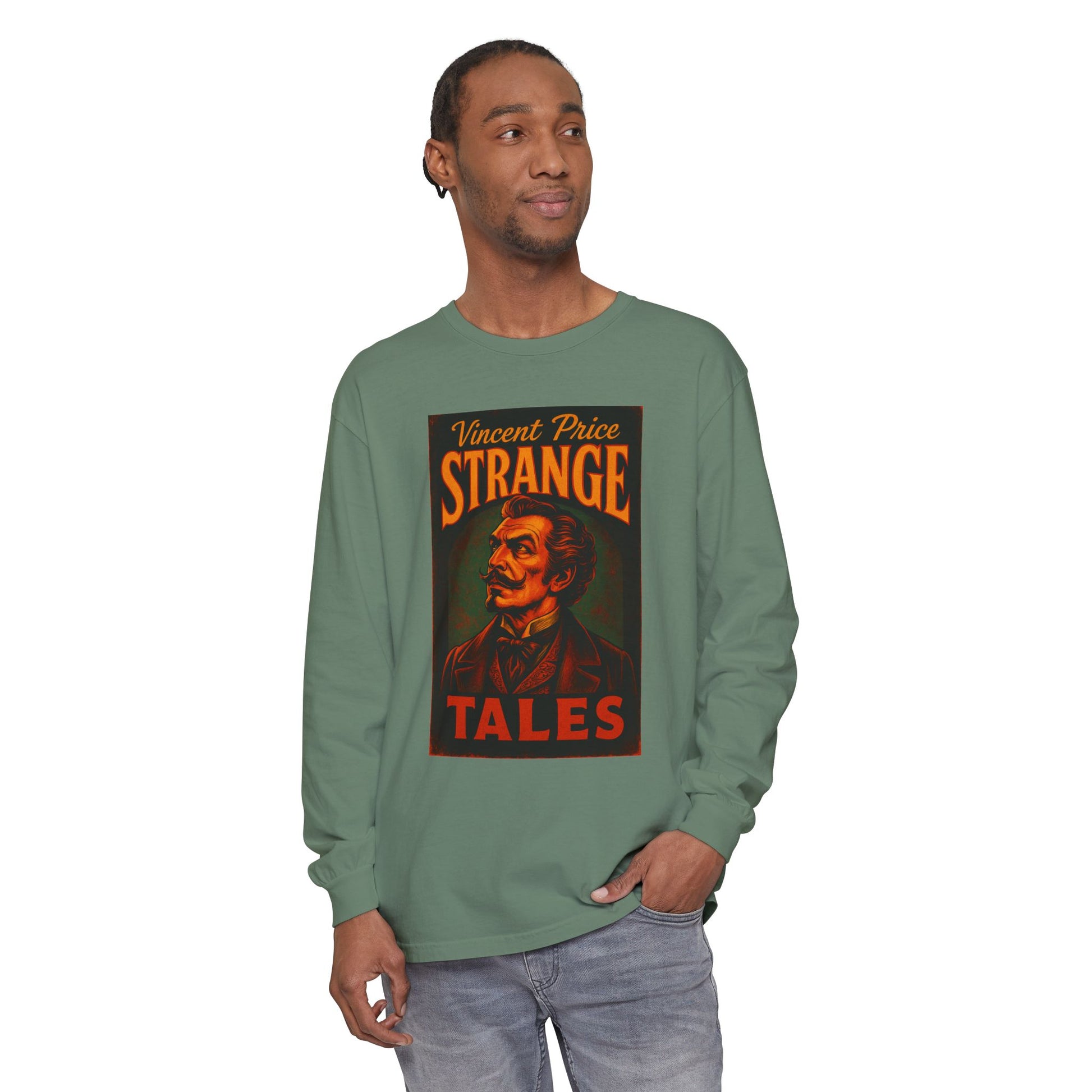 Vincent Price Strange Tales Long Sleeve T-Shirt, Vintage Horror Tee, Gothic Apparel, Halloween Costume, Retro Graphic Shirt Long-sleeve Printify