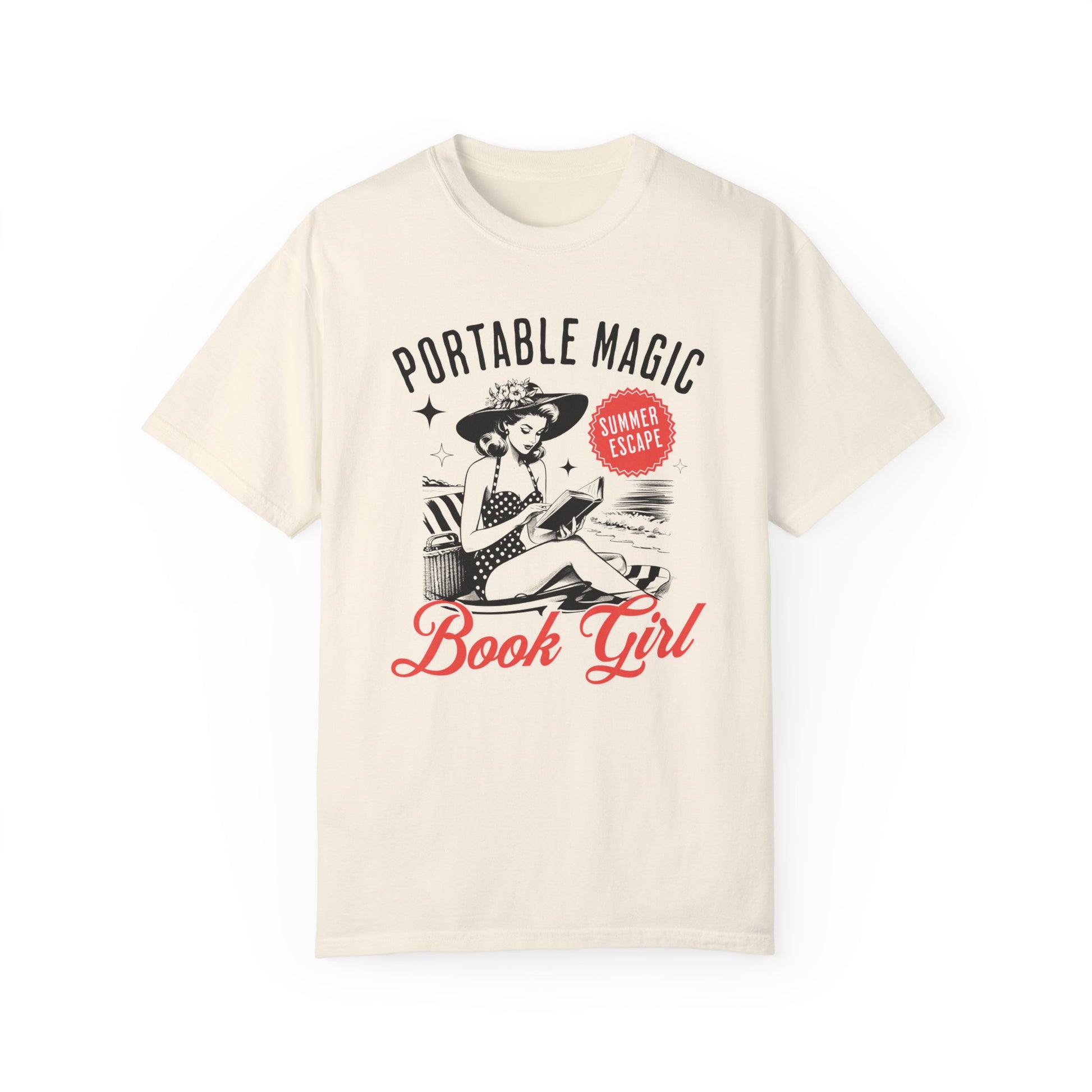 Portable Magic Book TShirt Retro Book Girl Summer Shirt Reader Lover Beach Bookish Gift For Vacation Romance Fantasy Reader Book Club Gifts T-Shirt Printify   