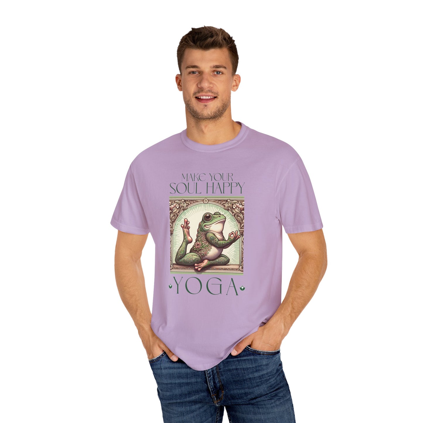 Green Yoga Frog Make Your Soul Happy Unisex T-Shirt, Casual Wear, Highlander Fan Gift,