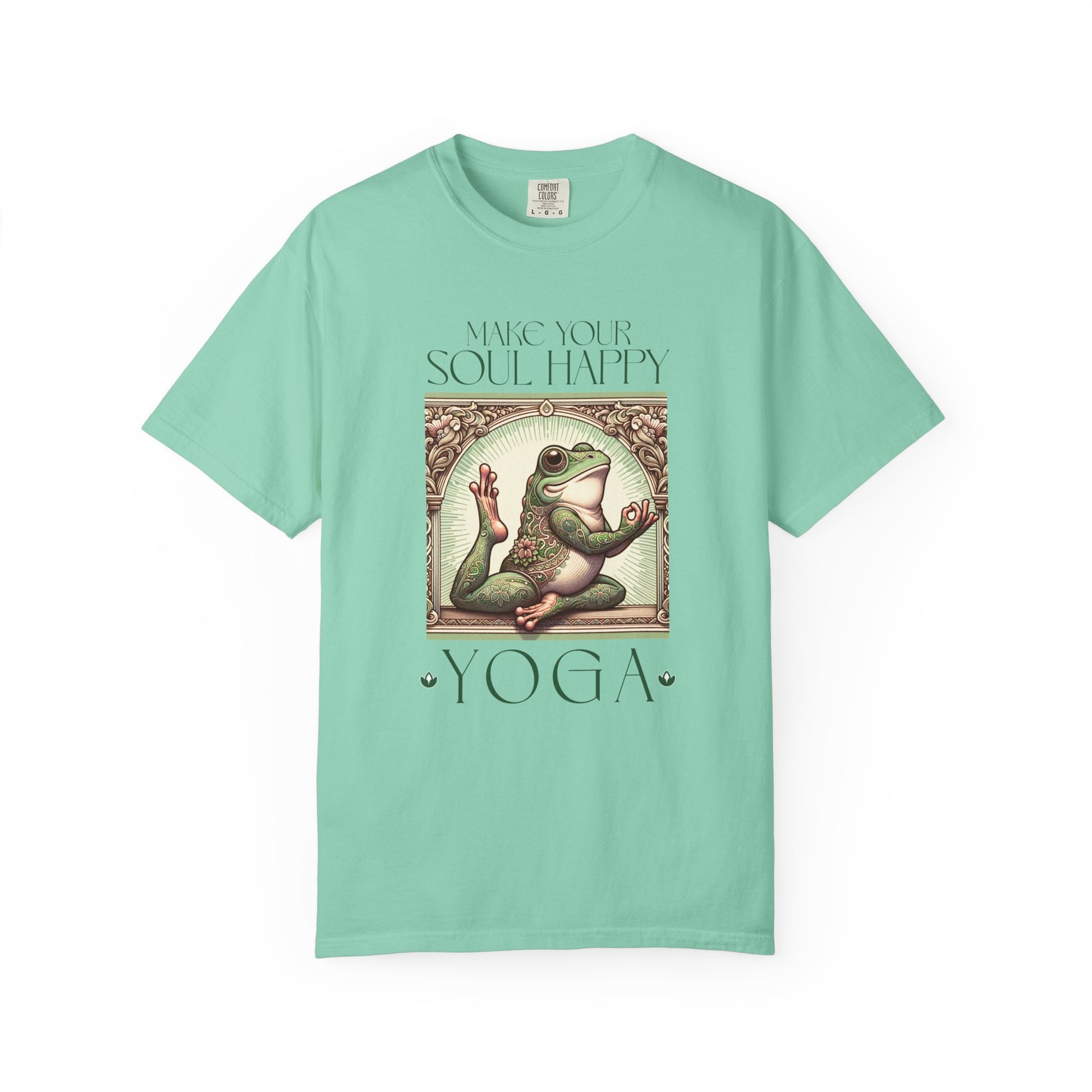 Yoga Frog Make Your Soul Happy Green Unisex T-Shirt, Casual Wear, Highlander Fan Gift, Comfortable Graphic Tee T-Shirt Printify Island Reef S