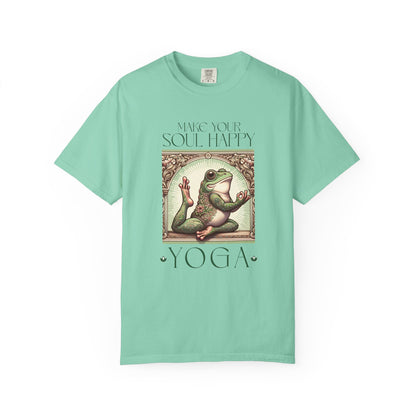 Yoga Frog Make Your Soul Happy Green Unisex T-Shirt, Casual Wear, Highlander Fan Gift, Comfortable Graphic Tee T-Shirt Printify Island Reef S