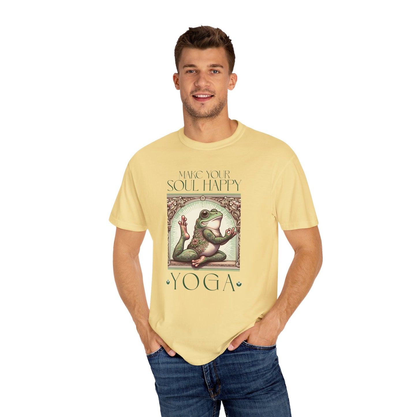 Green Yoga Frog Make Your Soul Happy Unisex T-Shirt, Casual Wear, Highlander Fan Gift,