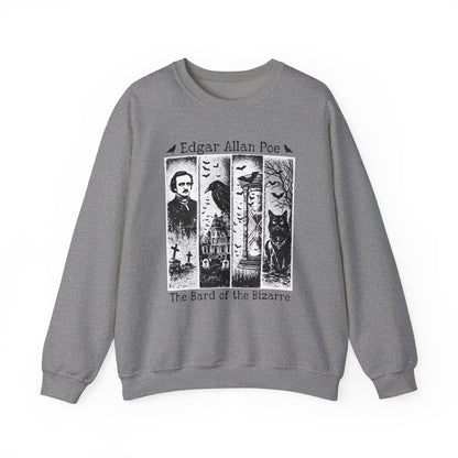Edgar Allan Poe Sweatshirt The Raven Nevermore Gothic Horror Sweater Dark Academia Macabre Halloween Gift for Book Lovers Birthday Christmas Sweatshirt Printify Graphite Heather S