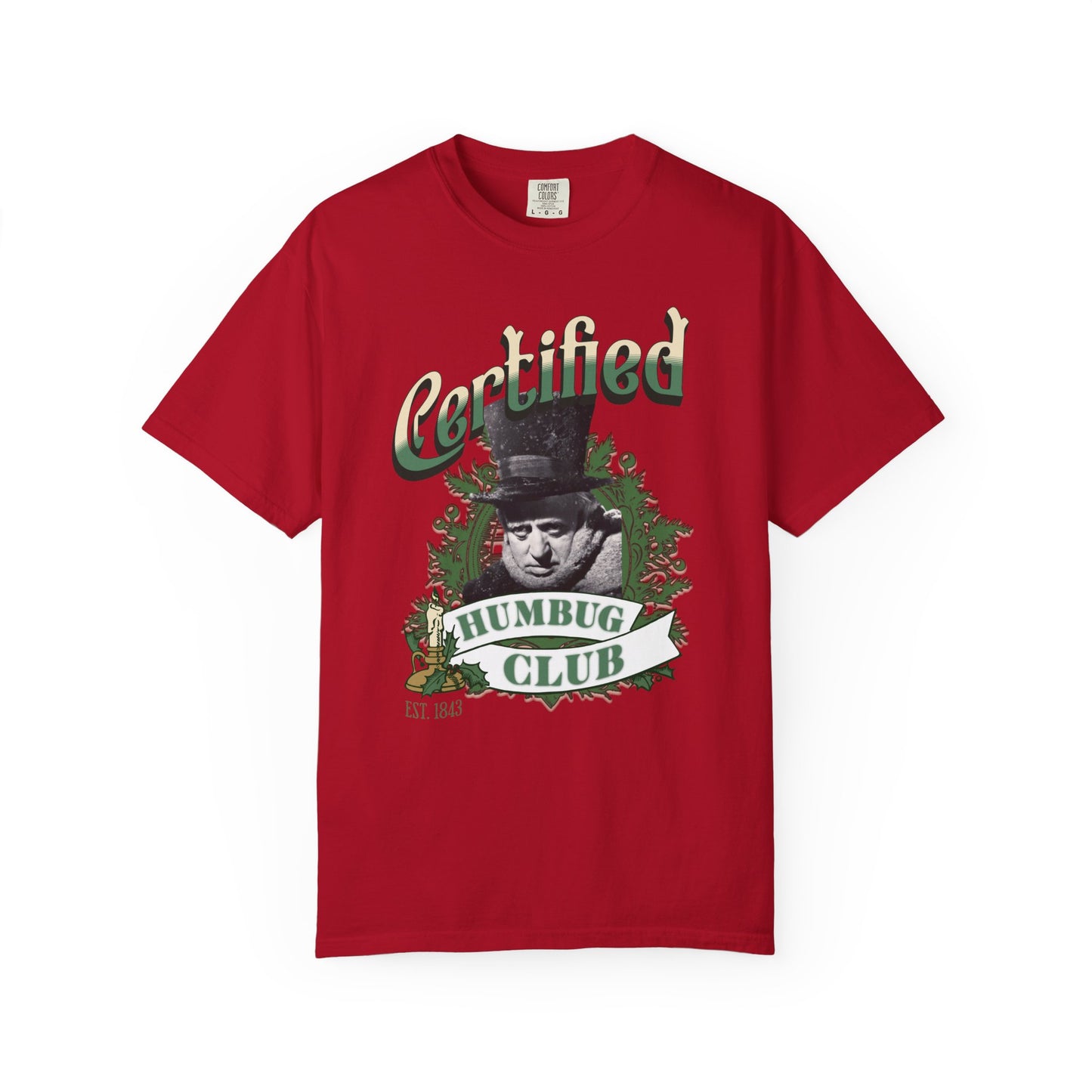 A Christmas Carol Shirt Certified Humbug Club T-Shirt | Vintage Style Unisex Tee for Holiday Fun, Christmas, Gift, Humor, T-Shirt Printify Red S
