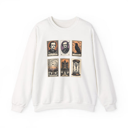 Edgar Allan Poe Sweatshirt The Raven Nevermore Gothic Horror Sweater Dark Academia Macabre Halloween Gift for Book Lovers Birthday Christmas Sweatshirt Printify White S