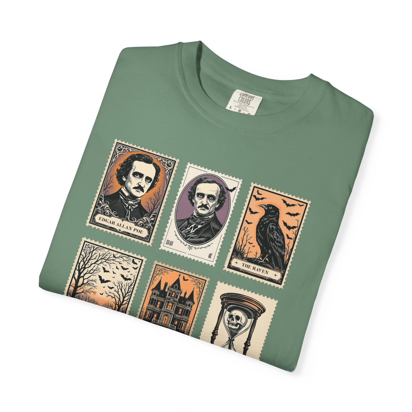 Edgar Allan Poe T-Shirt Gothic Graphic Tee The Raven Nevermore Quote Horror Literature Shirt Dark Academia Aesthetic Halloween Party Gift