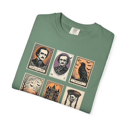 Edgar Allan Poe T-Shirt Gothic Graphic Tee The Raven Nevermore Quote Horror Literature Shirt Dark Academia Aesthetic Halloween Party Gift