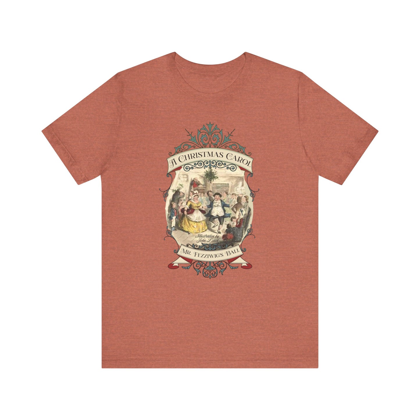 A Christmas Carol TShirt, Vintage Charles Dickens Victorian, Scrooge Fezziwig's Ball, Holiday Tradition X-Mas Movie T-shirt Bookish Christmas T-Shirt Printify Heather Clay XS 