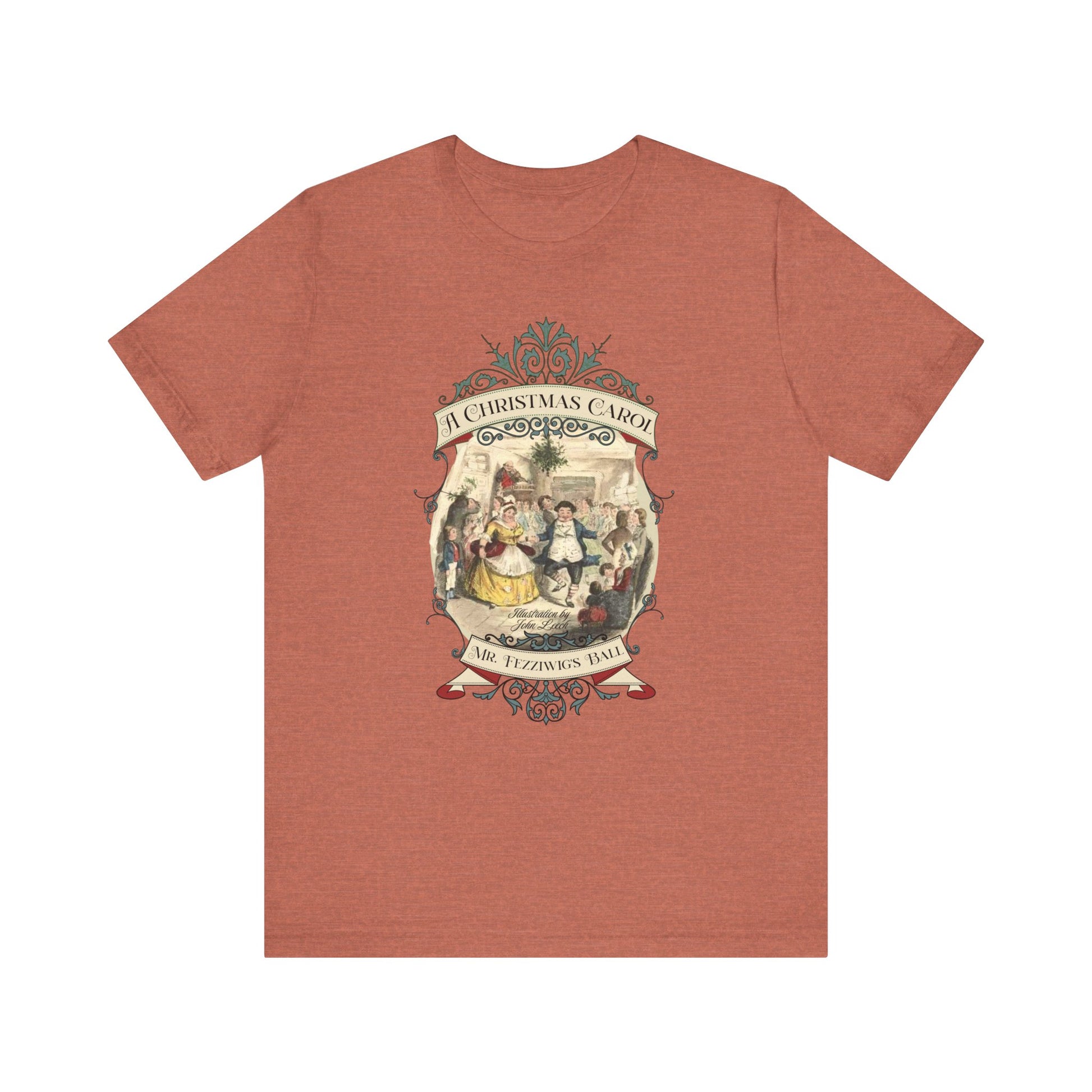 A Christmas Carol TShirt, Vintage Charles Dickens Victorian, Scrooge Fezziwig's Ball, Holiday Tradition X-Mas Movie T-shirt Bookish Christmas T-Shirt Printify Heather Clay XS 