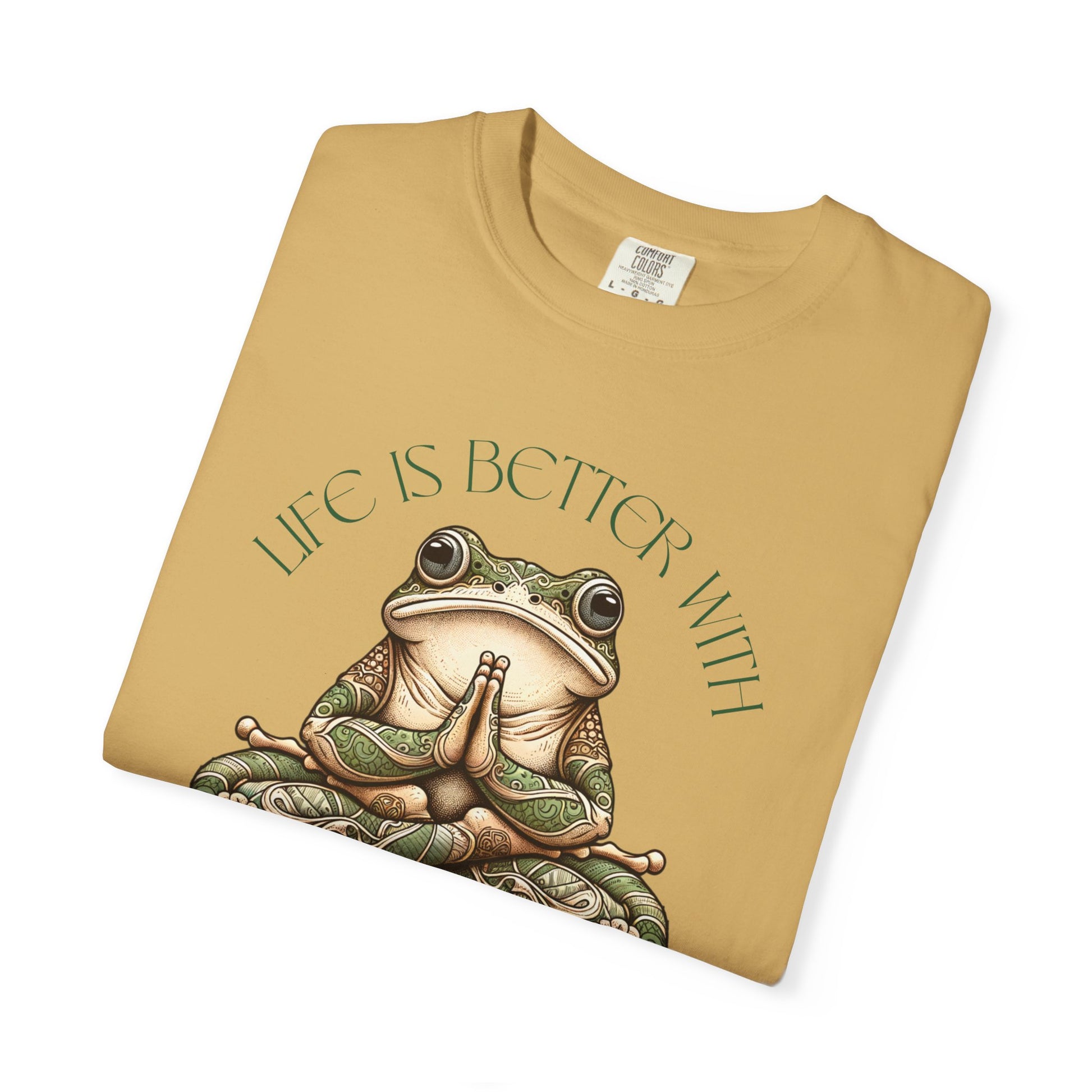 Green Yoga Frog Life Is Better With Yoga Unisex T-Shirt, Casual Wear, Highlander Fan Gift, T-Shirt Printify