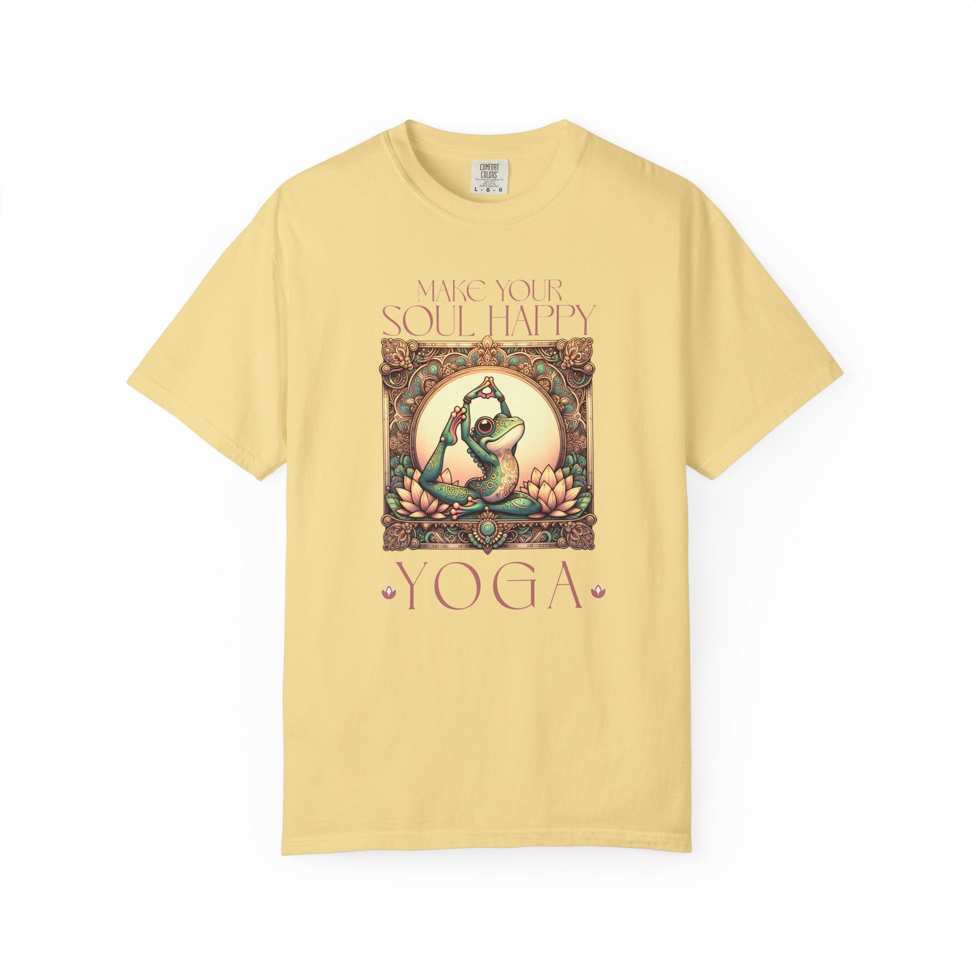 Yoga Frog Make Your Soul Happy Unisex T-Shirt, Casual Wear, Highlander Fan Gift, T-Shirt Printify Butter S