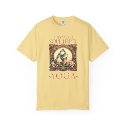 Yoga Frog Make Your Soul Happy Unisex T-Shirt, Casual Wear, Highlander Fan Gift, T-Shirt Printify Butter S