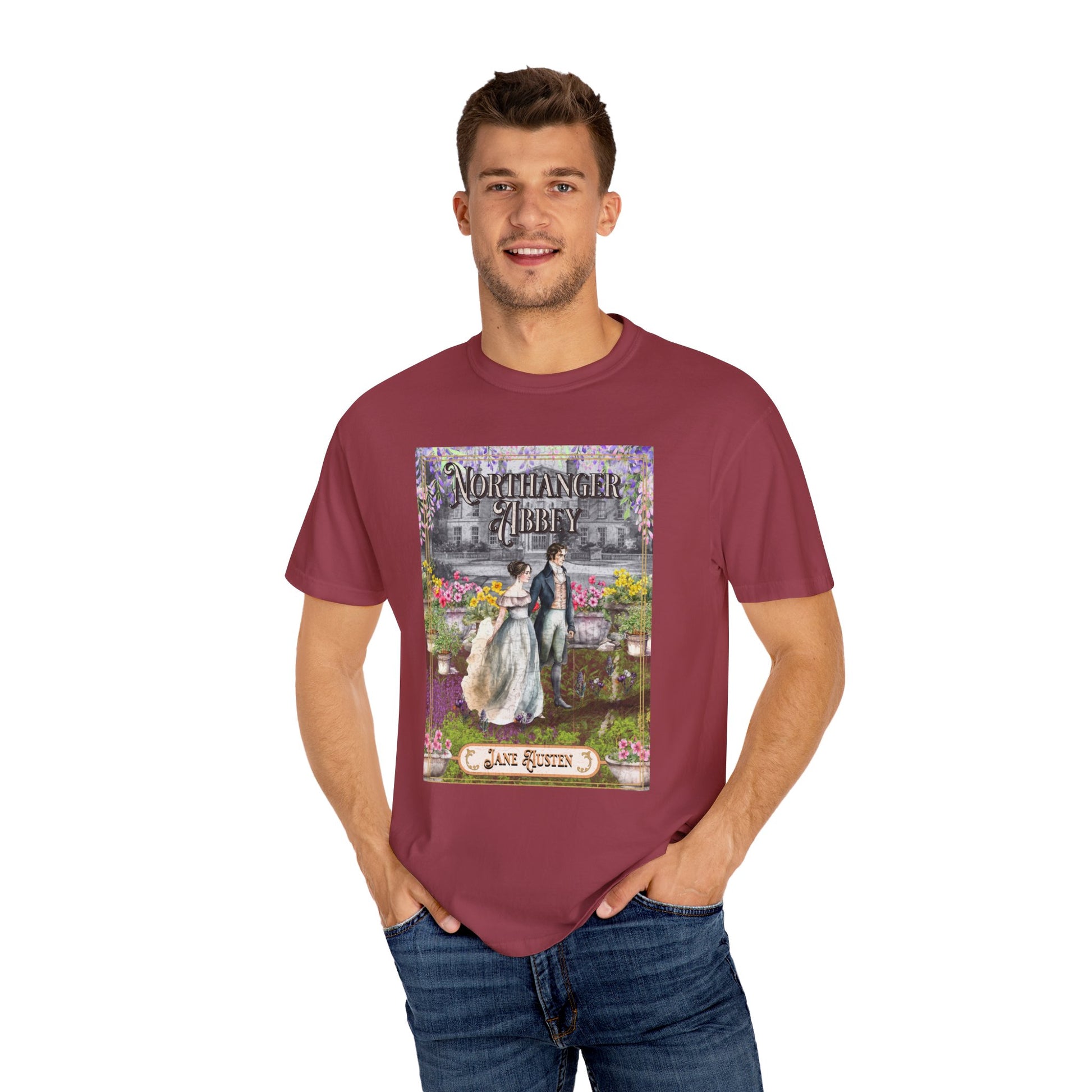 Jane Austen Comfort Colors TShirt, Northanger Abbey Historical Romance, Bookish Literary Jane Austen Fan Art Gift, Gift for Her Bookclub Tee T-Shirt Printify   