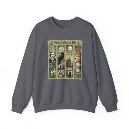 Edgar Allan Poe Sweatshirt The Raven Nevermore Gothic Horror Sweater Dark Academia Macabre Halloween Gift for Book Lovers Birthday Christmas Sweatshirt Printify Charcoal S