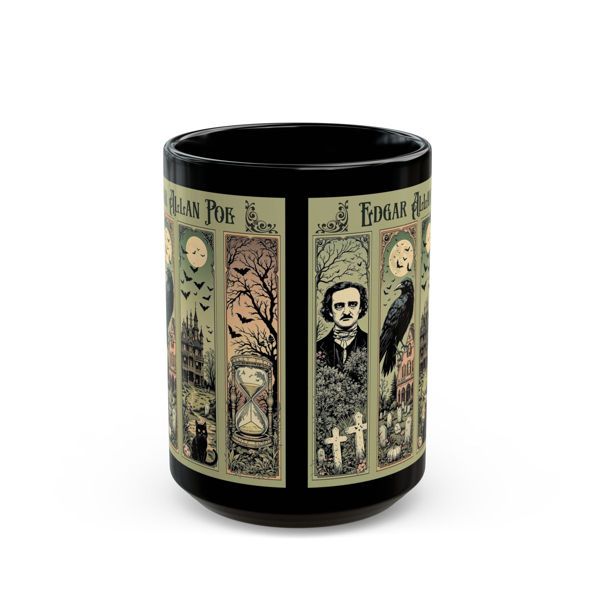 Edgar Allan Poe Mug Gothic Literary Gift For Book Lover Dark Academia Macabre Fall Coffee Cup Halloween Poetember Party Gift For Bookclub Mug Printify 15oz
