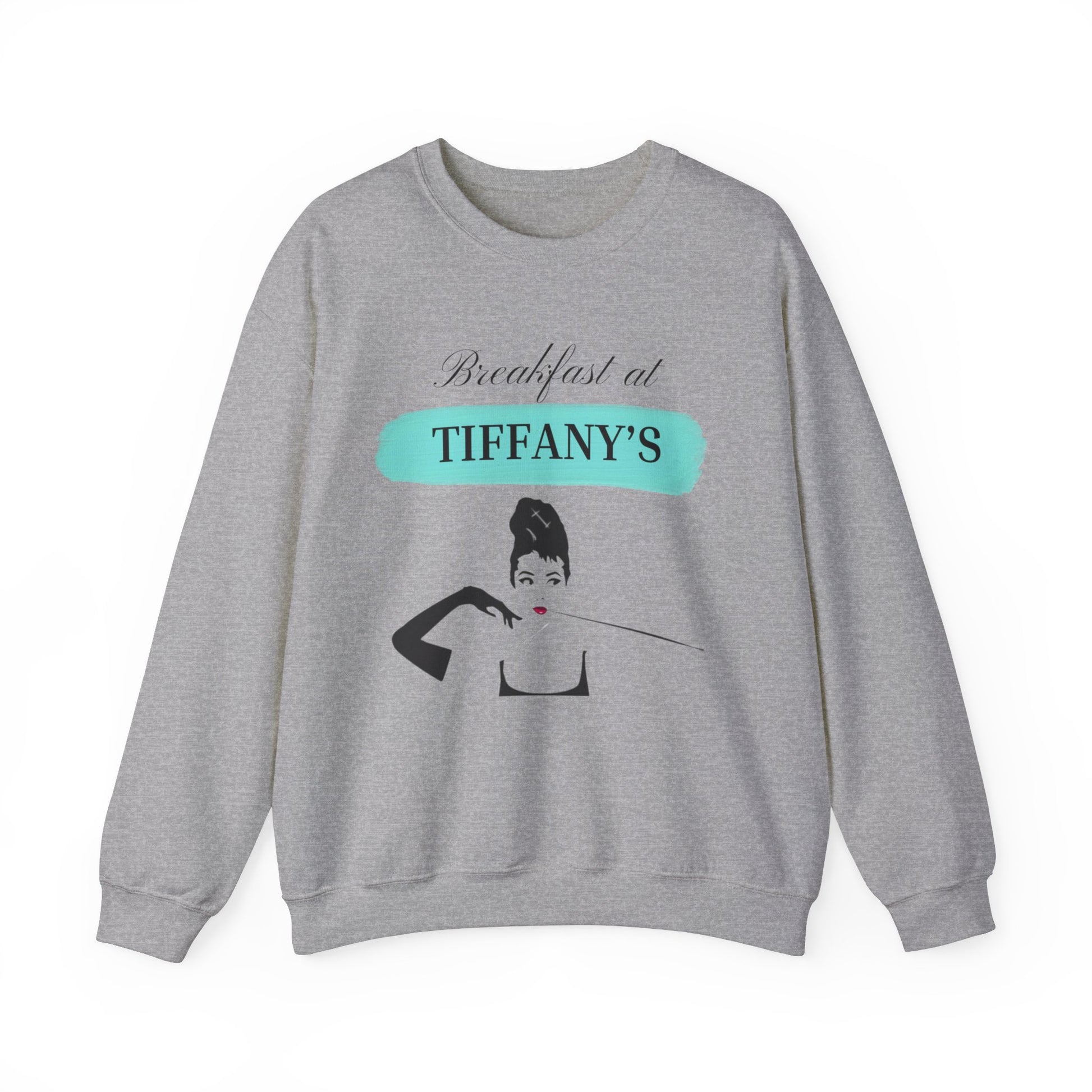 Breakfast at Tiffany's T & Co Sweatshirt , Classic Audrey Crew, Girls Brunching Weekend Sweater, Women's Shirt, Truman Capote Fan Gift Sweatshirt Printify S Sport Grey 