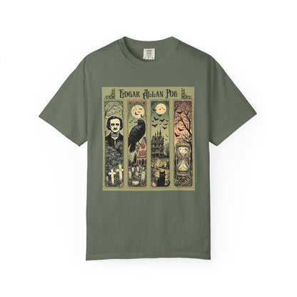 Edgar Allan Poe T-Shirt Gothic Graphic Tee The Raven Nevermore Quote Horror Literature Shirt Dark Academia Aesthetic Halloween Party Gift T-Shirt Printify Moss S