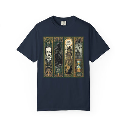 Edgar Allan Poe T-Shirt Gothic Graphic Tee The Raven Nevermore Quote Horror Literature Shirt Dark Academia Aesthetic Halloween Party Gift T-Shirt Printify Navy S