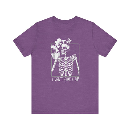 Halloween Skeleton TShirt, Funny Coffee Drinking Skeleton, Spooky Season Tee, Trick or Treating Shirt, Halloween Party T-Shirt, T-Shirt Printify Heather Team Purple XS 