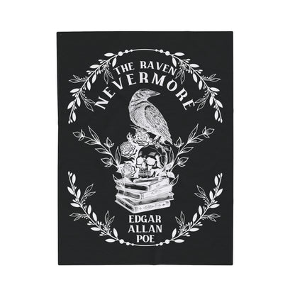 Edgar Allan Poe, Nevermore The Raven Throw Blanket, Book Lover Reading Blanket, Gothic, Light, Dark Academia, Horror Movie Watching Blanket All Over Prints Printify 30" × 40"  