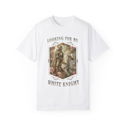 Renfaire Looking For My White Knight T-Shirt Renaissance Medieval Fair Tee Fairycore Cottagecore Shirt Gift for Fantasy Festival Lovers T-Shirt Printify White S