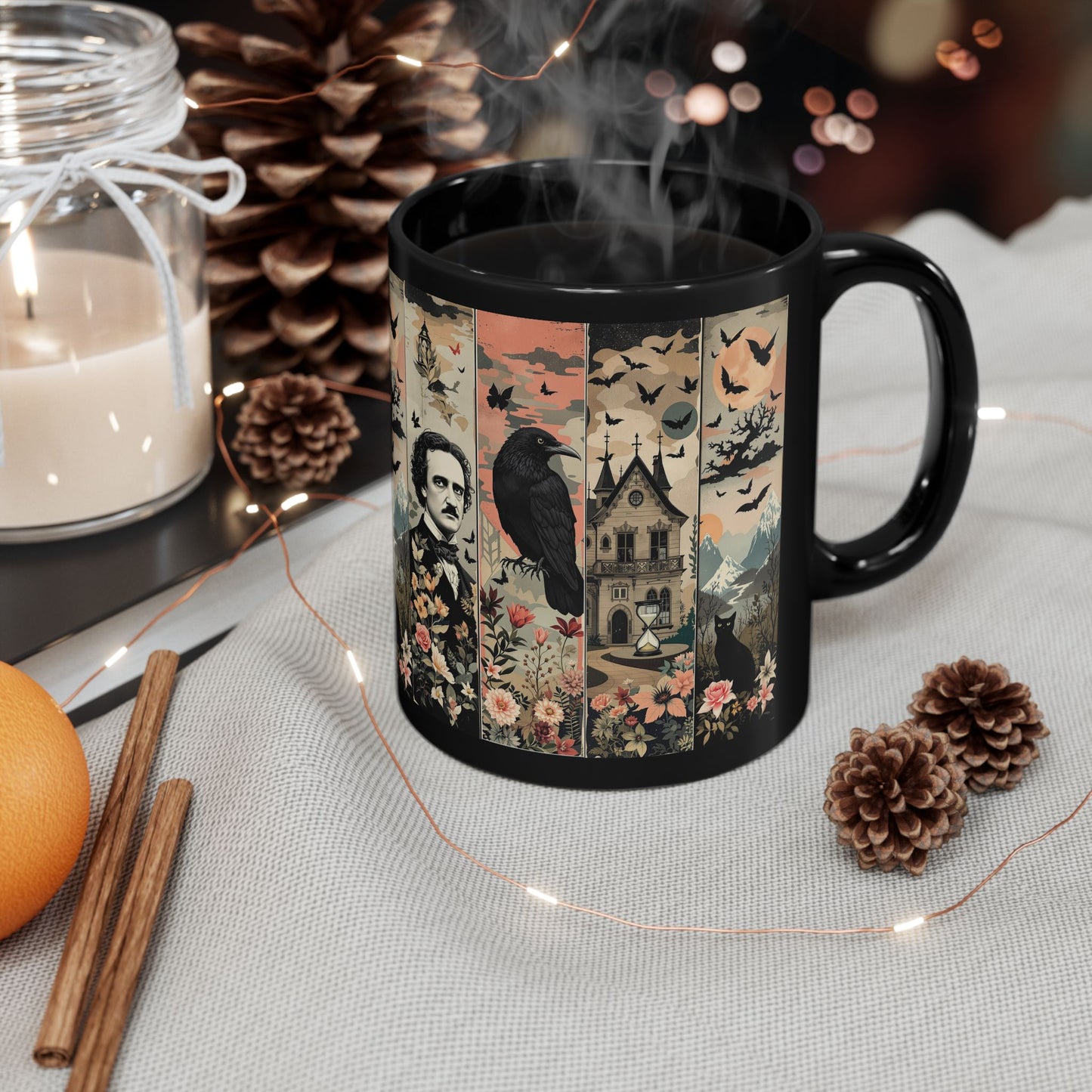 Edgar Allan Poe Mug Gothic Literary Gift For Book Lover Dark Academia Macabre Fall Coffee Cup Halloween Poetember Party Gift For Bookclub Mug Printify
