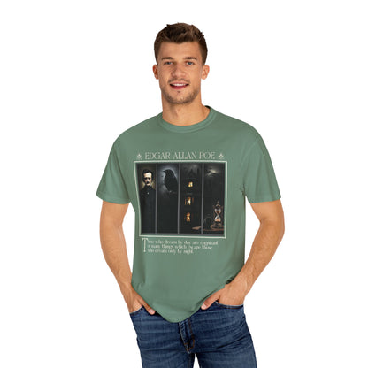 Edgar Allan Poe T-Shirt Gothic Graphic Tee The Raven Nevermore Quote Horror Literature Shirt Dark Academia Aesthetic Halloween Party Gift