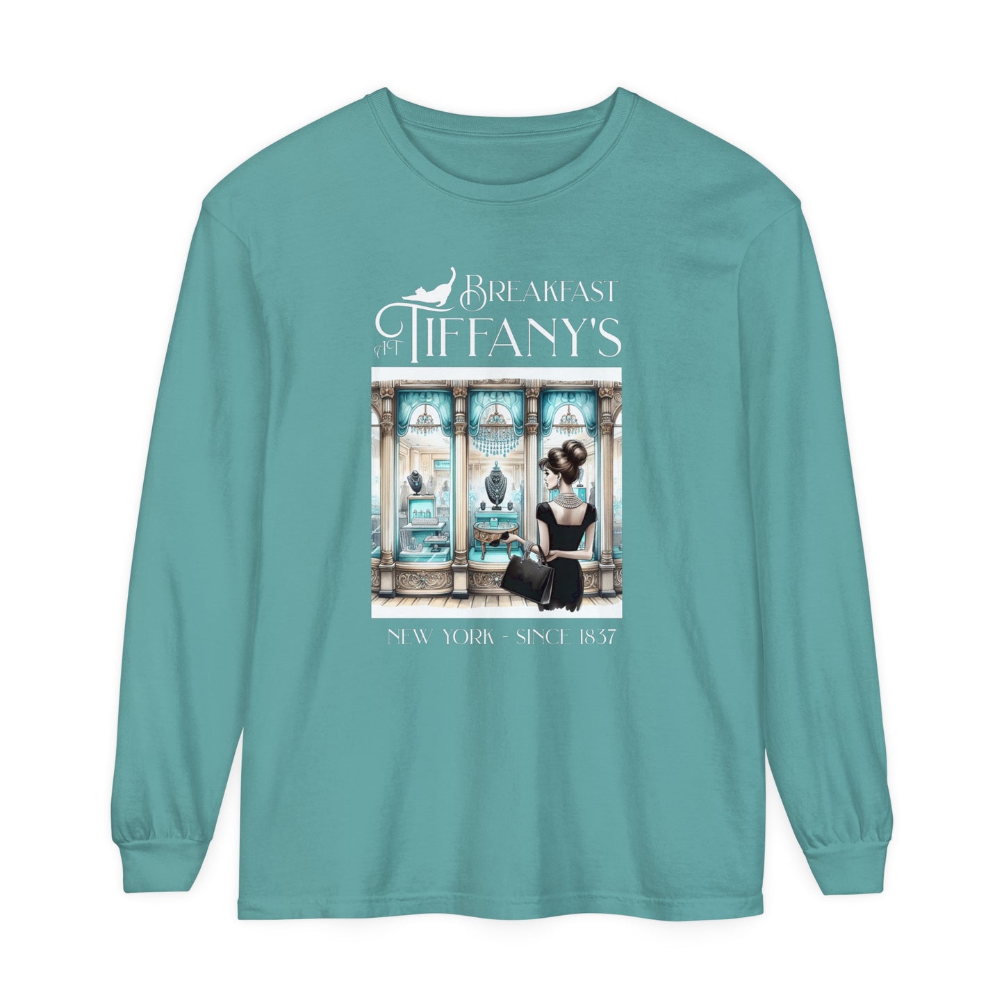 Breakfast at Tiffany's Shirt Audrey Hepburn Gift Girls Weekend Trip Shirt Gift for Bridal Shower Birthday Gift Party Favors Cruise T Shirt Long-sleeve Printify Seafoam S 