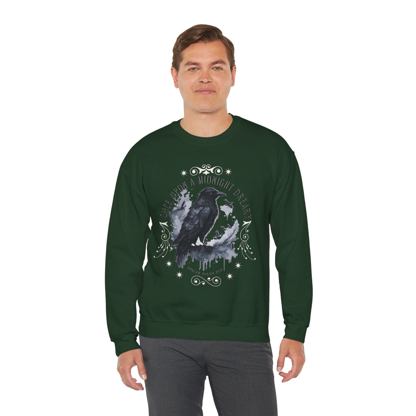 Edgar Allan Poe, The Raven Sweatshirt, Poet, Poetry Lover Sweater, Book Lover, Haunting Gothic Gift, Light, Dark Academia, Horror Movie Top Sweatshirt Printify   