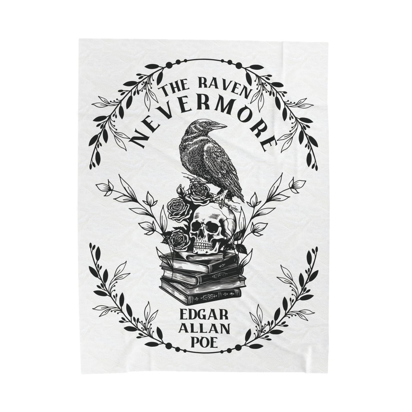 Edgar Allan Poe, Nevermore The Raven Throw Blanket, Book Lover Reading Blanket, Gothic, Light, Dark Academia, Horror Movie Watching Blanket All Over Prints Printify 60" × 80"  