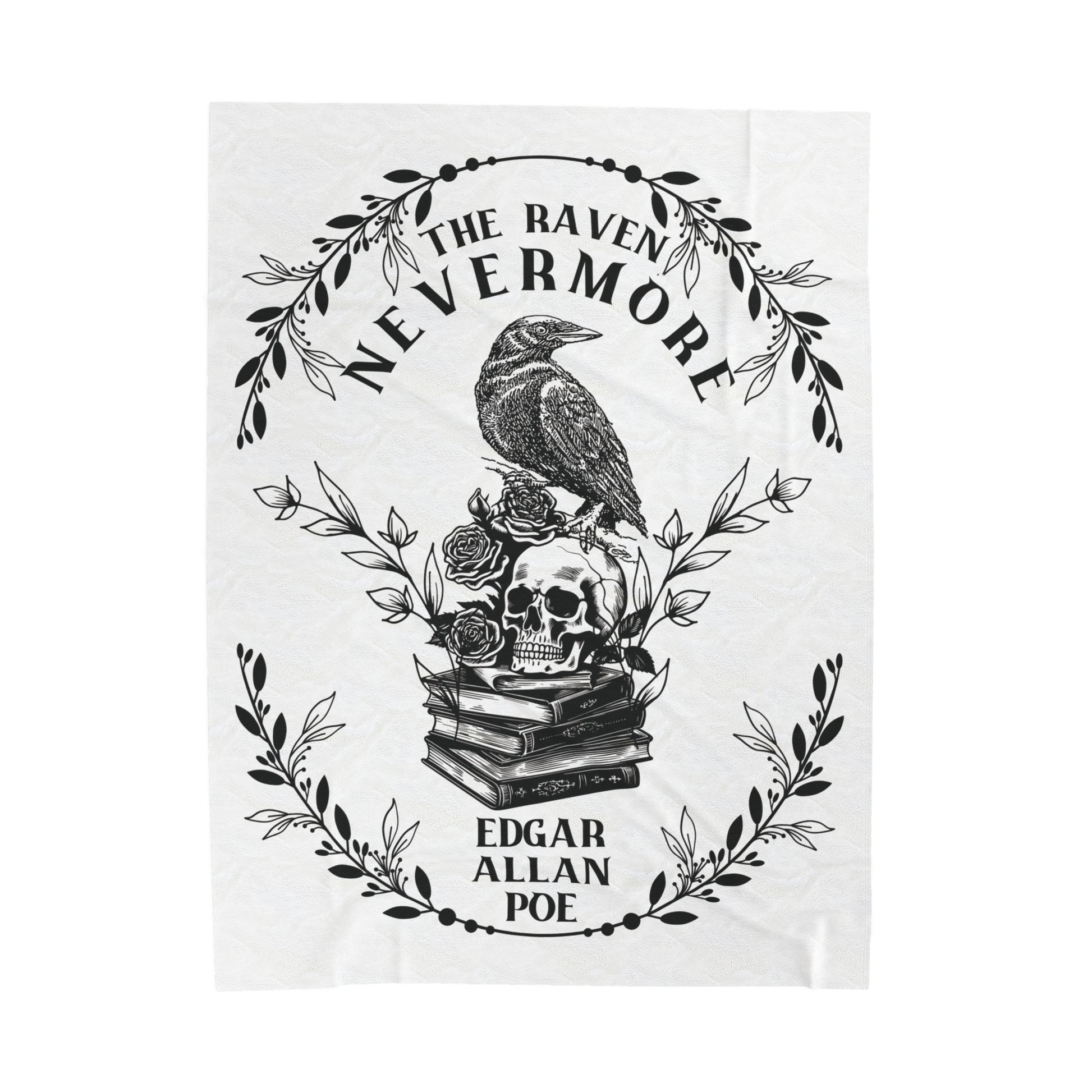 Edgar Allan Poe, Nevermore The Raven Throw Blanket, Book Lover Reading Blanket, Gothic, Light, Dark Academia, Horror Movie Watching Blanket All Over Prints Printify 60" × 80"  