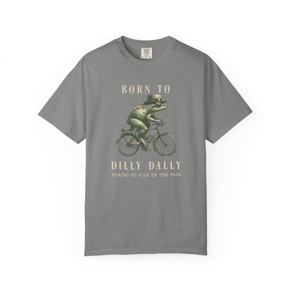 Dilly Dally Frog T-Shirt Retro Funny Froggy Meme Shirt Vintage Frog And Toad Aesthetic Frog Lover Gift For Her Birthday Viral Trendy Shirt T-Shirt Printify Granite S